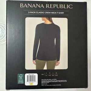 Banana Republic Womens 2-Pack Long Sleeve Classic Crew Neck TShirt White Black S